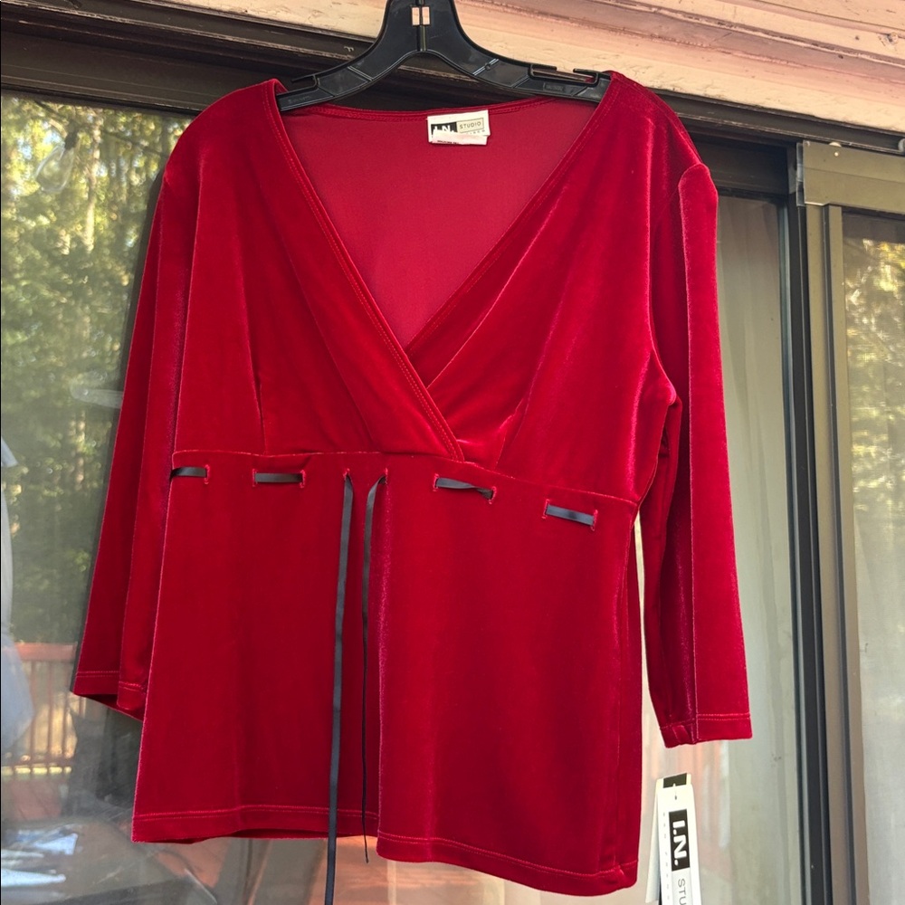 I.N. Studio Red Velvet Blouse